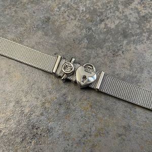 Keep Collective Mesh Band Bracelet Love Heart Silver